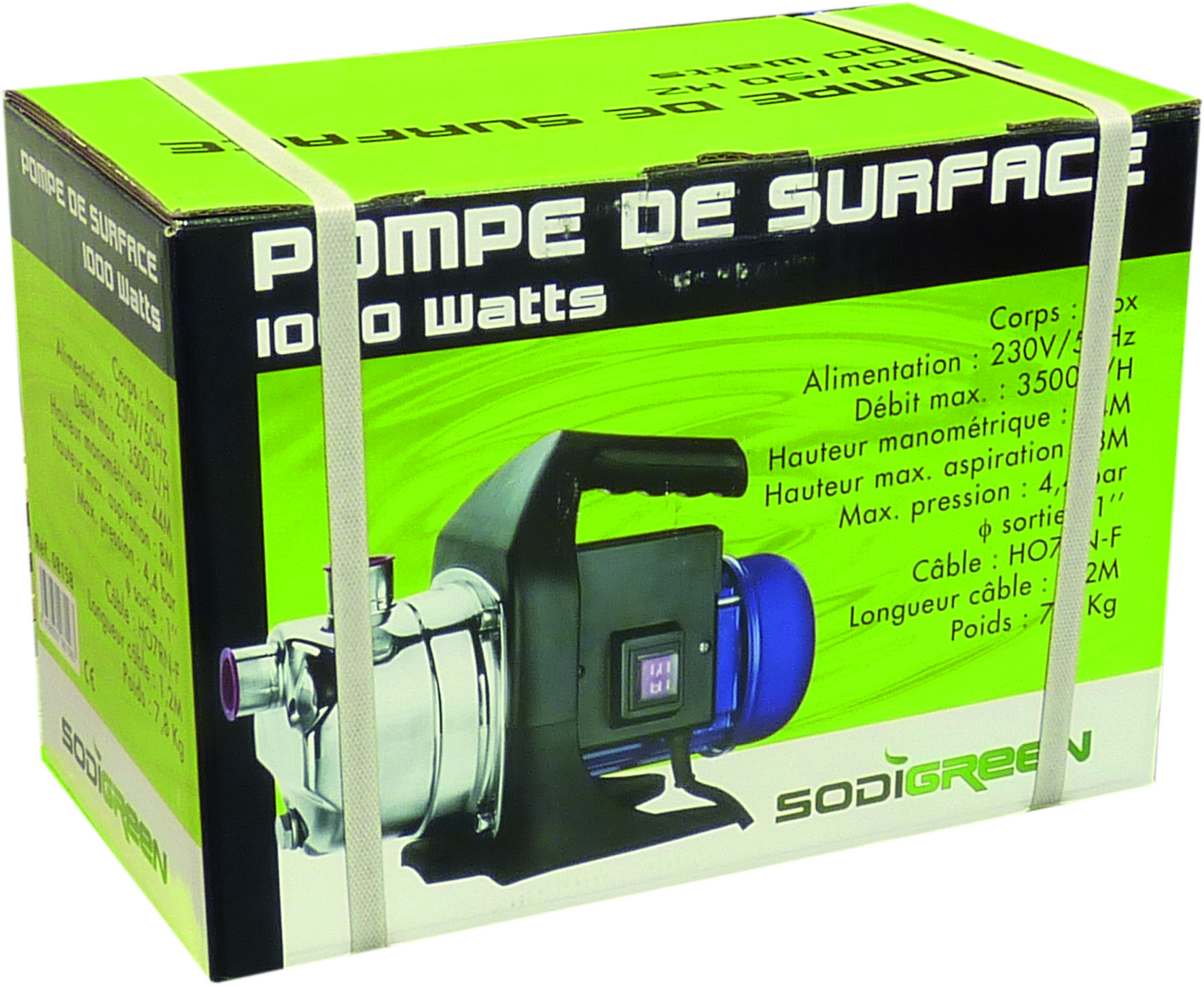 Pompe à eau de surface inox 230V 1000W – Image 3